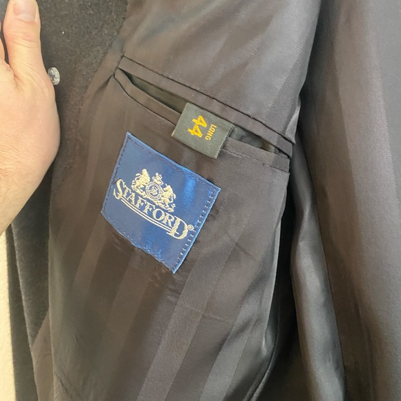 Stafford Men's Wool Long Overcoat - 44R - Picture 4 of 8